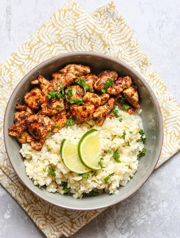 Jerk chicken with cauliflower rice that hits different.