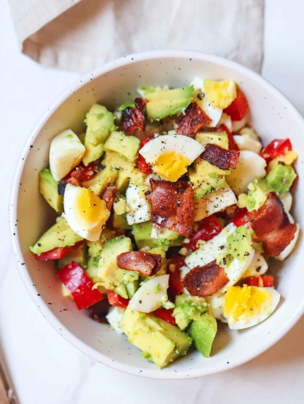 Egg, bacon and avocado bowl, done before your coffee brews.