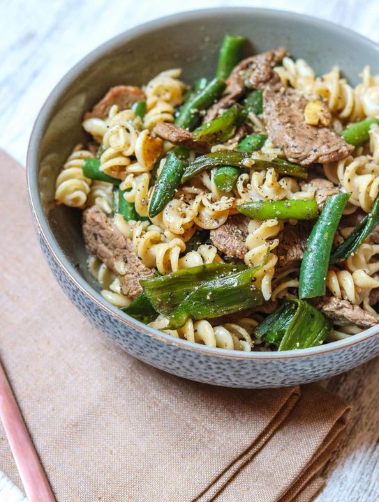 Beef & Green Beans Pasta In Soy Sauce
