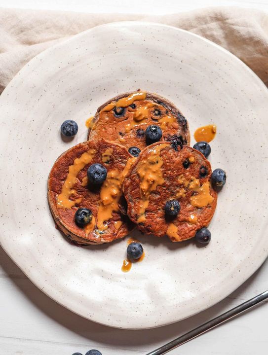 High Protein Blueberry Pancakes